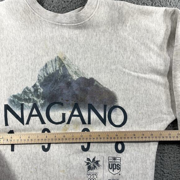 Vintage 90’s Nagano Japan 1998 Olympics Sweatshirt Large Boxy Pullover Crewneck - Picture 10 of 11